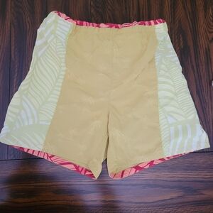 TOMMY BAHAMA Swim Trunks Tropical Print Pockets Yellow Orange Lining Size XL
